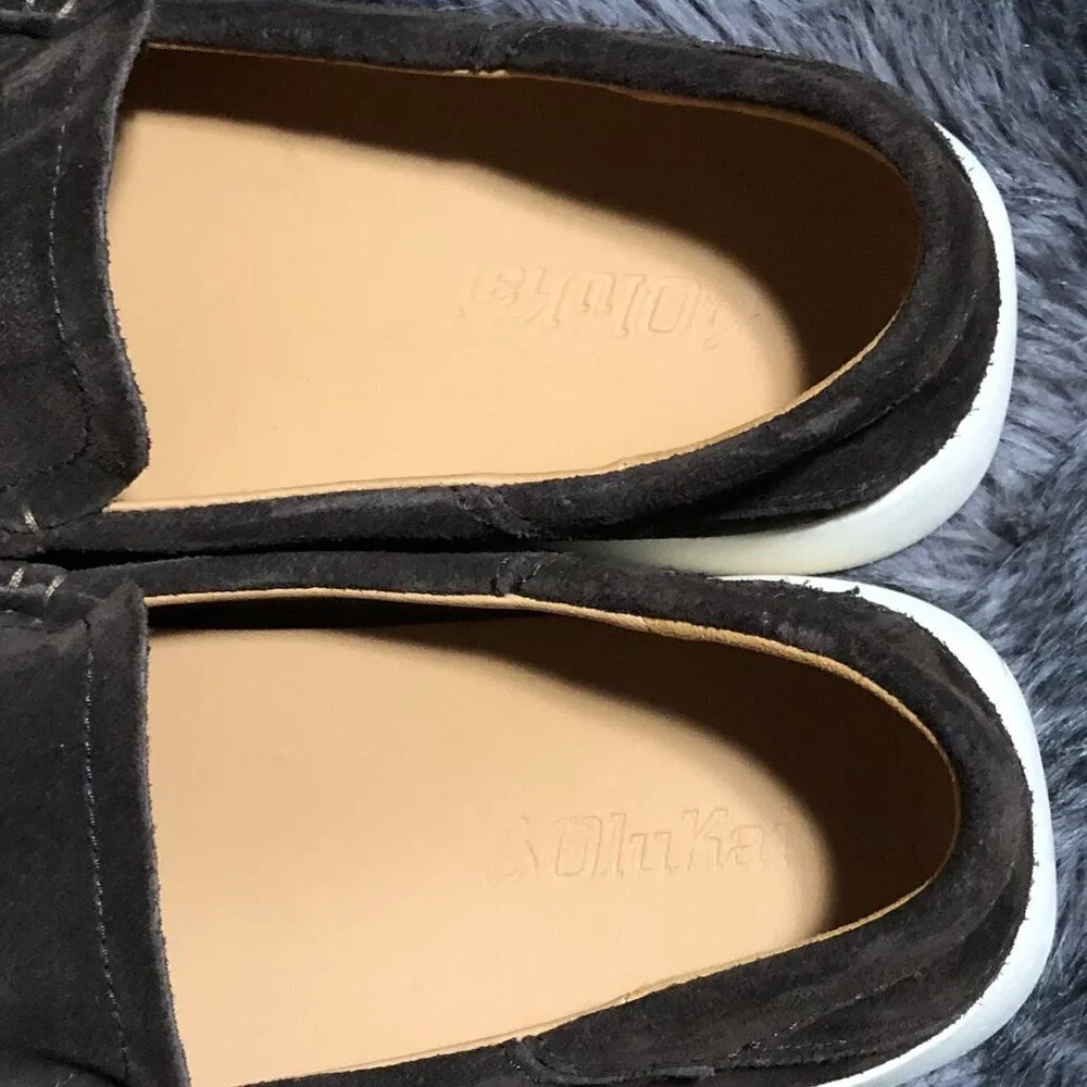 OluKai Ka‘a Loafer Men’s Size 7, Dark Brown Leather Slip-On Shoes NWOB
